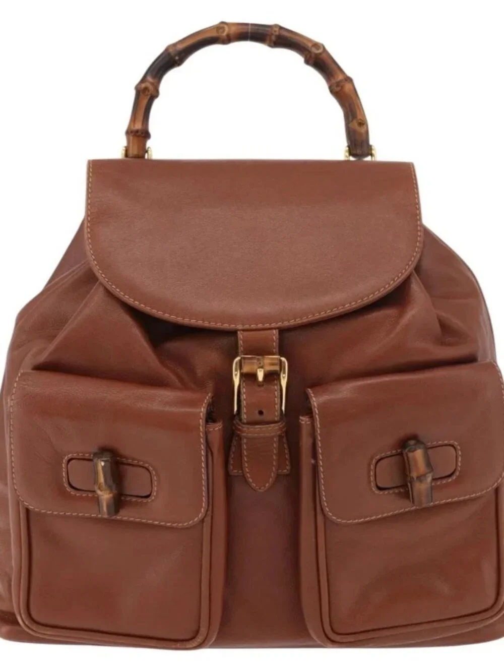 GUCCI Bamboo Backpack Leather Brown Gold 003 2058 0016 Auth ep14447